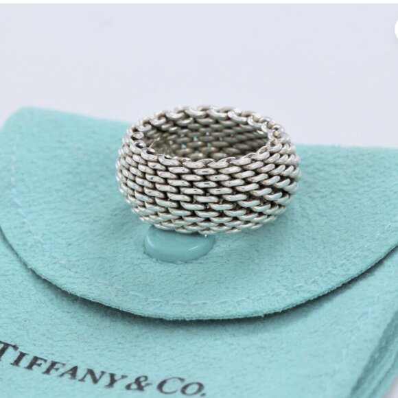 TIFFANY & CO. Somerset Sterling Silver Mesh Dome Ring - Picture 1 of 12